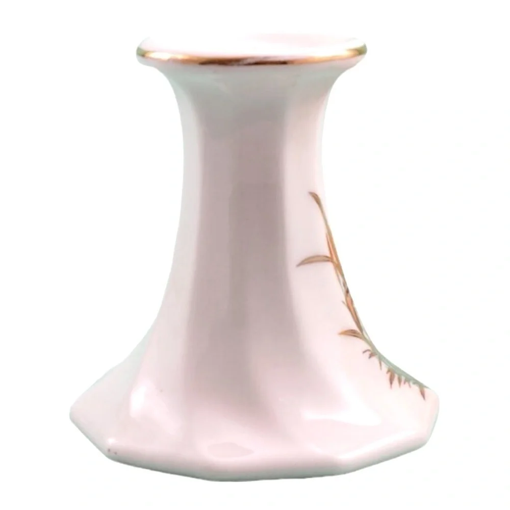 Porcelain White Candlesticks With Peach and Rust Iris flowers And Gilding. Set 2